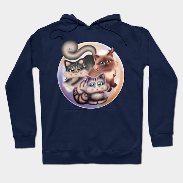 Lovely Cats with Butterflies Hoodie by DeneboArt